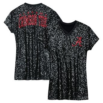 Girls Youth Black Alabama Crimson Tide Sequin V-Neck Dress