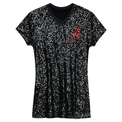 Girls Youth Black Alabama Crimson Tide Sequin V-Neck Dress
