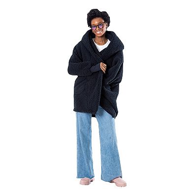 Unisex The Best Lounger in the World By Jill Martin Black Sacramento Kings Oversized Open-Front Hoodie Sweater