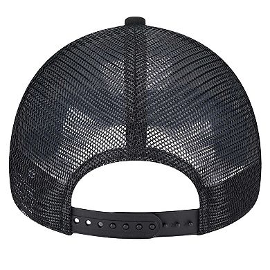 Men's New Era Black/Charcoal Brooklyn Nets Tip Off A-Frame Trucker 9FORTY Adjustable Hat