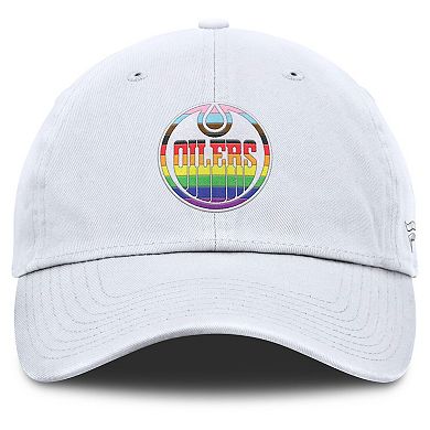 Men's Fanatics White Edmonton Oilers PRIDE Adjustable Hat