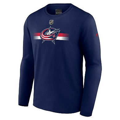 Men's Fanatics Navy Columbus Blue Jackets Authentic Pro Secondary Long Sleeve T-Shirt