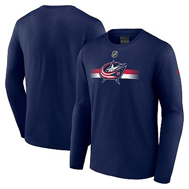 Men's Fanatics Navy Columbus Blue Jackets Authentic Pro Secondary Long Sleeve T-Shirt