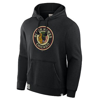 Men's Fanatics Black Chicago Blackhawks Decades Collection Tradition Hoodie