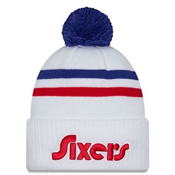 Men's New Era White Philadelphia 76ers 2024/25 City Edition Cuffed Knit Hat with Pom