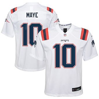 Youth Nike Drake Maye White New England Patriots White Game Jersey