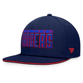 Men's Fanatics Blue New York Rangers Fundamental Gino Stack Text Snapback Hat