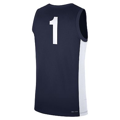 Men's Nike #1 Navy Penn State Nittany Lions Road Replica Jersey