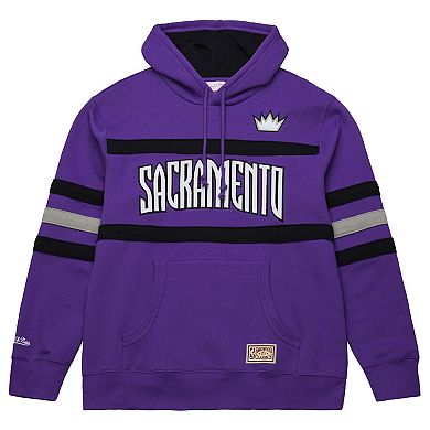 Men's Mitchell & Ness Purple Sacramento Kings Hardwood Classics Nights Head Coach Pullover Hoodie