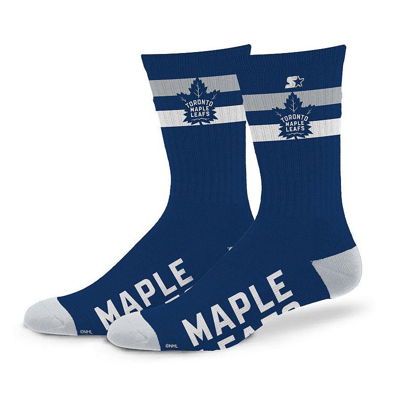 Unisex Starter Toronto Maple Leafs Team Color Two-Stripe Crew Socks, Adult Unisex, Size: Large, Mpl Blue