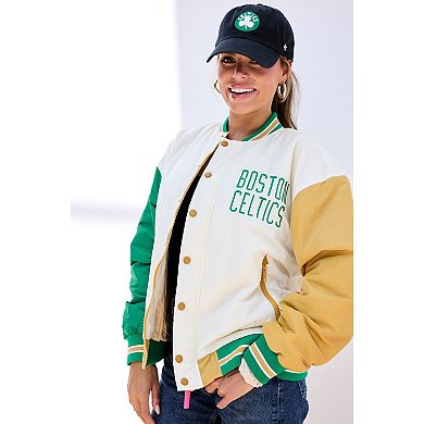 Women's Terez White Boston Celtics Full-Snap Bomber Jacket