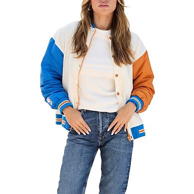 Women's Terez White New York Knicks Full-Snap Bomber Jacket
