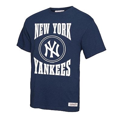 Men's Mitchell & Ness Navy New York Yankees Arched Logo Slub T-Shirt