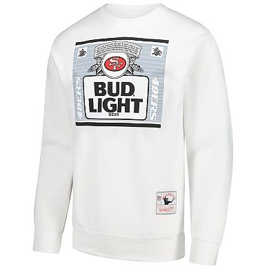 Men's Mitchell & Ness x Bud Light White San Francisco 49ers The Crest Pullover Sweatshirt