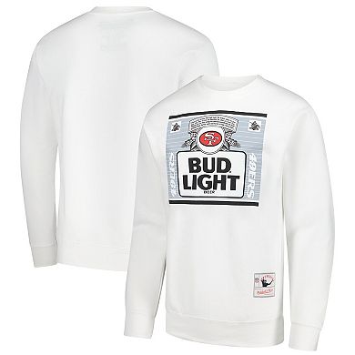 Men's Mitchell & Ness x Bud Light White San Francisco 49ers The Crest Pullover Sweatshirt