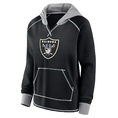 Women's Black Las Vegas Raiders Boom Fleece Pullover V-Neck Hoodie