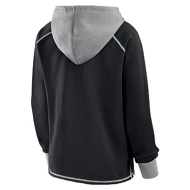 Women's Black Las Vegas Raiders Boom Fleece Pullover V-Neck Hoodie