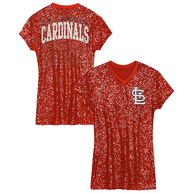 Girls Preschool Red St. Louis Cardinals Sequin V-Neck Dress