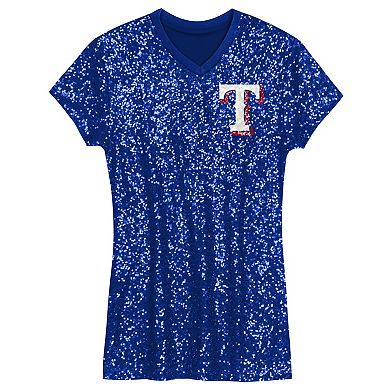 Girls Youth Royal Texas Rangers Sequin V-Neck Dress