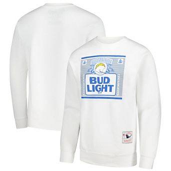 Men's Mitchell & Ness White Los Angeles Chargers NFL x Bud Light The Crest Pullover Sweatshirt