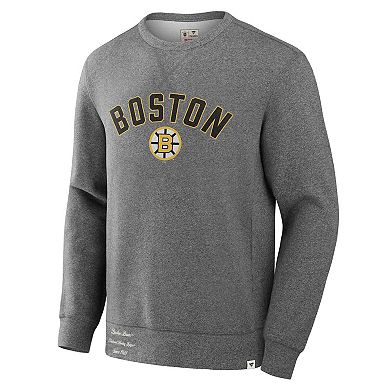 Men's Fanatics Heather Gray Boston Bruins Decades Collection Legendary Fleece Pullover Sweatshirt