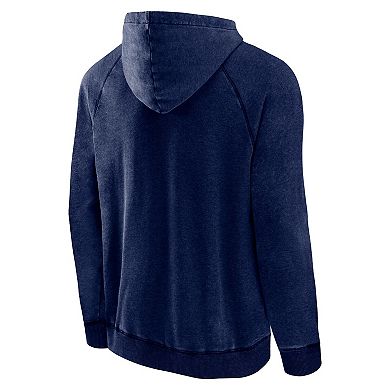 Men's Fanatics Heather Deep Sea Blue Seattle Kraken Shoulder-To-Shoulder Raglan Pullover Hoodie