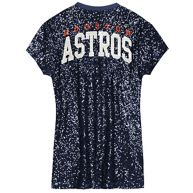 Girls Youth Navy Houston Astros Sequin V-Neck Dress