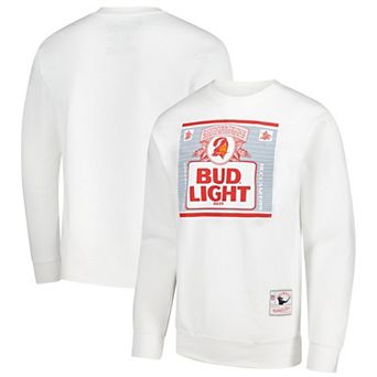 Men's Mitchell & Ness White Tampa Bay Buccaneers NFL x Bud Light The Crest Pullover Sweatshirt