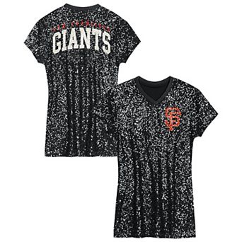 Girls Youth Black San Francisco Giants Sequin V-Neck Dress