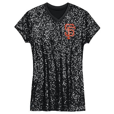 Girls Youth Black San Francisco Giants Sequin V-Neck Dress