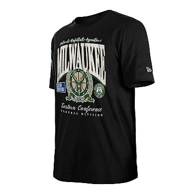 Men's New Era Black Milwaukee Bucks Sport Classics Enzyme Washed T-Shirt