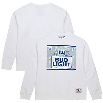 Men's Mitchell & Ness White New York Giants NFL x Bud Light The Crest Pullover Sweatshirt