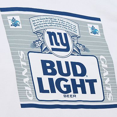 Men's Mitchell & Ness x Bud Light White New York Giants The Crest Pullover Sweatshirt