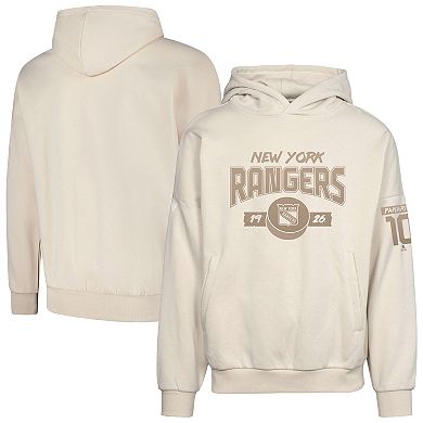 Men's Levelwear Artemi Panarin Khaki New York Rangers Oversized Contact Name & Number Pullover Hoodie