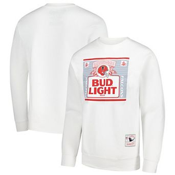 Men's Mitchell & Ness White Atlanta Falcons NFL x Bud Light The Crest Pullover Sweatshirt