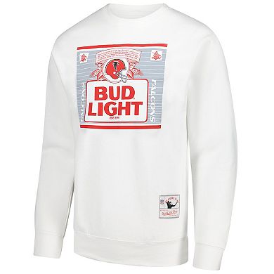Men's Mitchell & Ness x Bud Light White Atlanta Falcons The Crest Pullover Sweatshirt