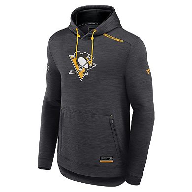 Men's Fanatics Heather Charcoal Pittsburgh Penguins Authentic Pro Tech Pullover Hoodie