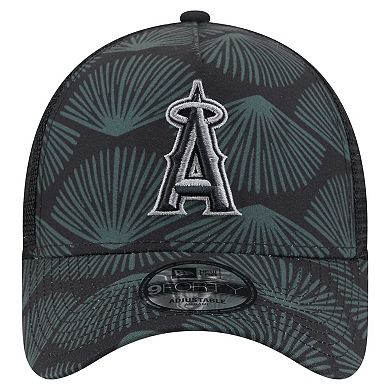Men's New Era Black Los Angeles Angels 9FORTY A-Frame Trucker Adjustable Hat
