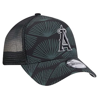 Men's New Era Black Los Angeles Angels 9FORTY A-Frame Trucker Adjustable Hat