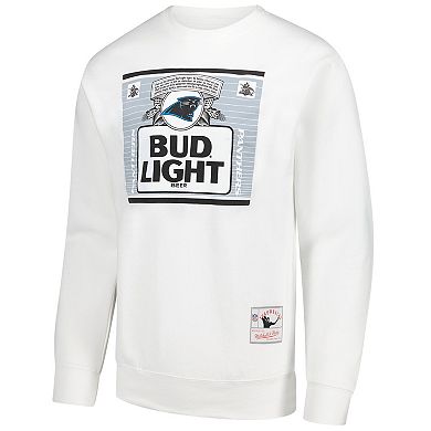 Men's Mitchell & Ness x Bud Light White Carolina Panthers The Crest Pullover Sweatshirt