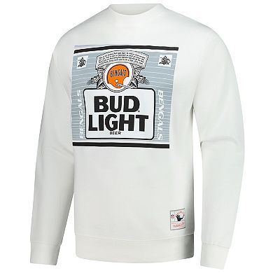 Men's Mitchell & Ness x Bud Light White Cincinnati Bengals The Crest Pullover Sweatshirt