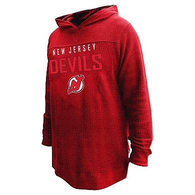 Women's Profile Jack Hughes Red New Jersey Devils Plus Size Name & Number Thermal Pullover Hoodie