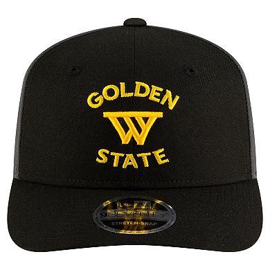 Men's New Era Black/Charcoal Golden State Warriors Statement Edition Jersey Hook 9SEVENTY Stretch-Snap Hat