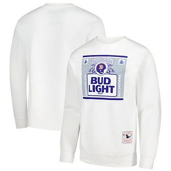 Men's Mitchell & Ness White Denver Broncos NFL x Bud Light The Crest Pullover Sweatshirt