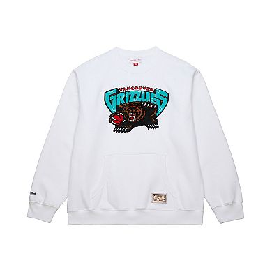 Men's Mitchell & Ness White Memphis Grizzlies Nights Pullover Sweatshirt