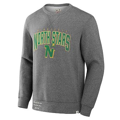 Men's Fanatics Heather Gray Minnesota North Stars Decades Collection Legendary Fleece Pullover Sweatshirt