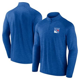 Men's Blue New York Rangers Head-to-Head Raglan Quarter-Zip Top