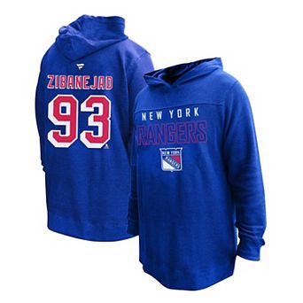 Women's Profile Mika Zibanejad Blue New York Rangers Plus Size Name & Number Thermal Pullover Hoodie