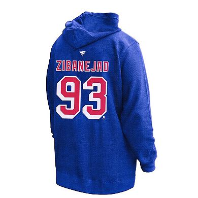 Women's Profile Mika Zibanejad Blue New York Rangers Plus Size Name & Number Thermal Pullover Hoodie