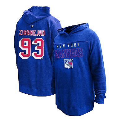 Women's Profile Mika Zibanejad Blue New York Rangers Plus Size Name & Number Thermal Pullover Hoodie